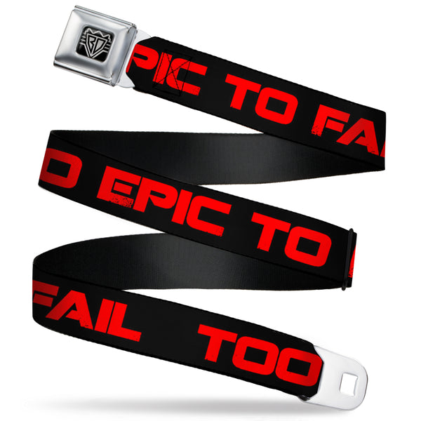 Buckle-Down BD Wings Logo CLOSE-UP Full Color Black Silver Seatbelt Belt - TOO EPIC TO FAIL Weathered Black/Red Webbing