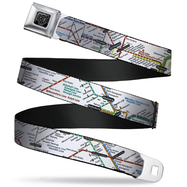 Buckle-Down BD Wings Logo CLOSE-UP Full Color Black Silver Seatbelt Belt - Tokyo Subway Webbing