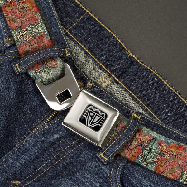 Buckle-Down BD Wings Logo CLOSE-UP Full Color Black Silver Seatbelt Belt - TJ-Andrea Red Fairy 3 Webbing