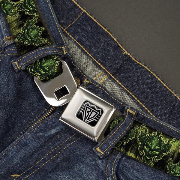 Buckle-Down BD Wings Logo CLOSE-UP Full Color Black Silver Seatbelt Belt - TJ-Evil Clown Webbing