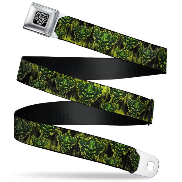 Buckle-Down BD Wings Logo CLOSE-UP Full Color Black Silver Seatbelt Belt - TJ-Evil Clown Webbing