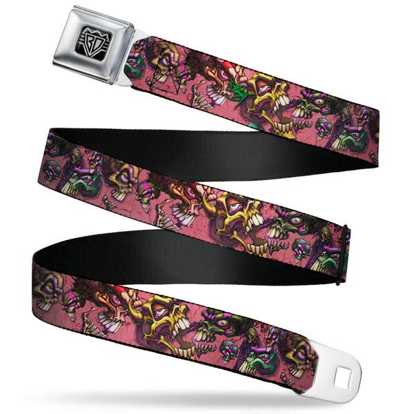 Buckle-Down BD Wings Logo CLOSE-UP Full Color Black Silver Seatbelt Belt - TJ-Bones Webbing