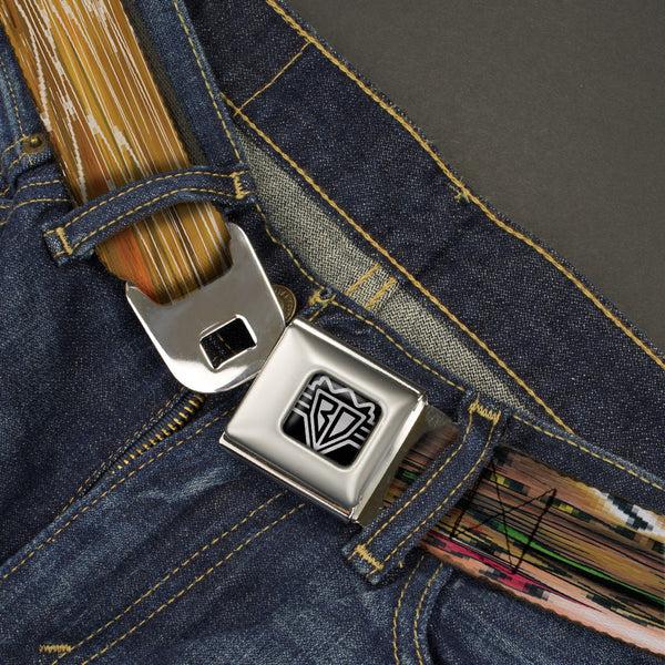 Buckle-Down BD Wings Logo CLOSE-UP Full Color Black Silver Seatbelt Belt - TJ-Religious Webbing