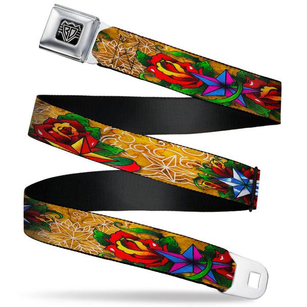 Buckle-Down BD Wings Logo CLOSE-UP Full Color Black Silver Seatbelt Belt - TJ-Stars Webbing