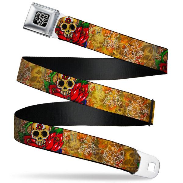 Buckle-Down BD Wings Logo CLOSE-UP Full Color Black Silver Seatbelt Belt - TJ-Dagger Webbing