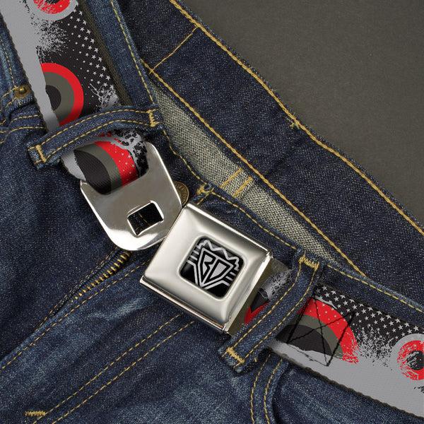 Buckle-Down BD Wings Logo CLOSE-UP Full Color Black Silver Seatbelt Belt - Starry Forest Webbing