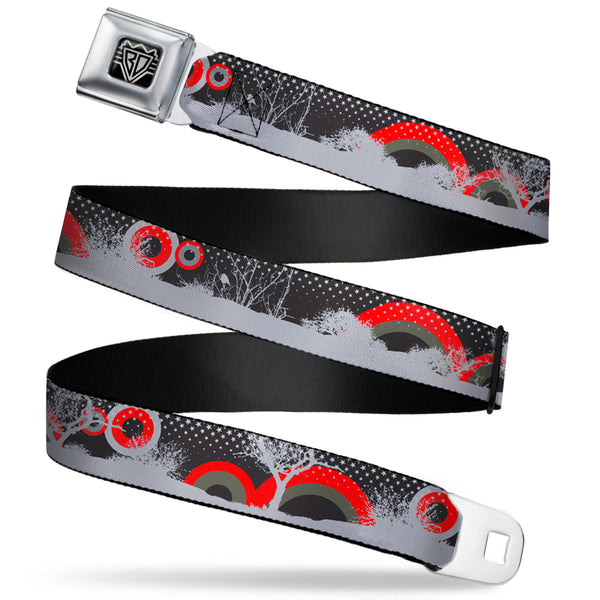 Buckle-Down BD Wings Logo CLOSE-UP Full Color Black Silver Seatbelt Belt - Starry Forest Webbing