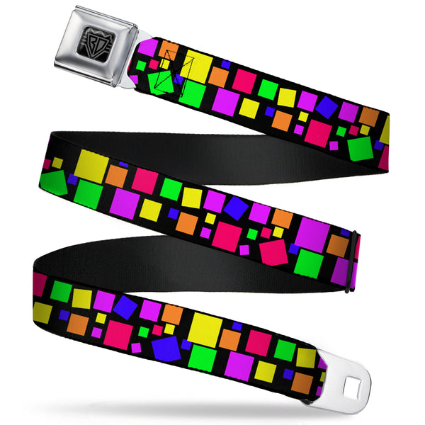 Buckle-Down BD Wings Logo CLOSE-UP Full Color Black Silver Seatbelt Belt - Squares Black/Multi Color Webbing