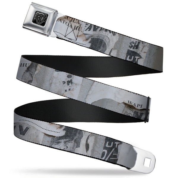 Buckle-Down BD Wings Logo CLOSE-UP Full Color Black Silver Seatbelt Belt - Rustic Ripped Bills Webbing