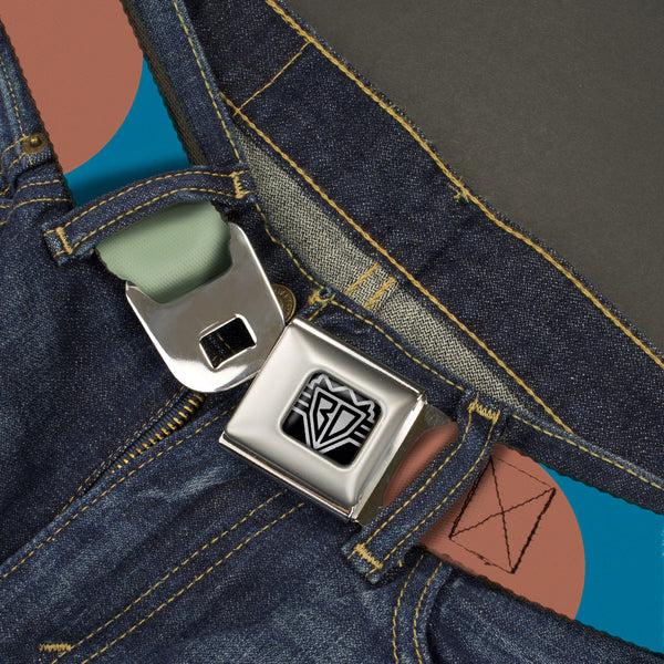 Buckle-Down BD Wings Logo CLOSE-UP Full Color Black Silver Seatbelt Belt - Polka Dots CLOSE-UP Black/Blue/Sage/Brown Webbing