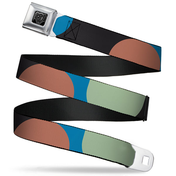 Buckle-Down BD Wings Logo CLOSE-UP Full Color Black Silver Seatbelt Belt - Polka Dots CLOSE-UP Black/Blue/Sage/Brown Webbing