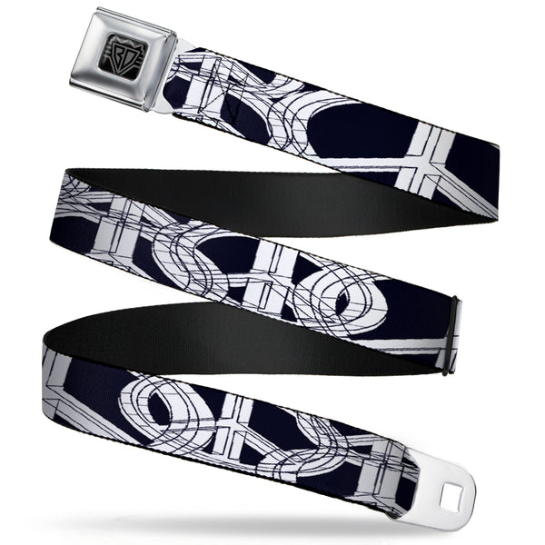 Buckle-Down BD Wings Logo CLOSE-UP Full Color Black Silver Seatbelt Belt - Peace Sketch Black/White Webbing