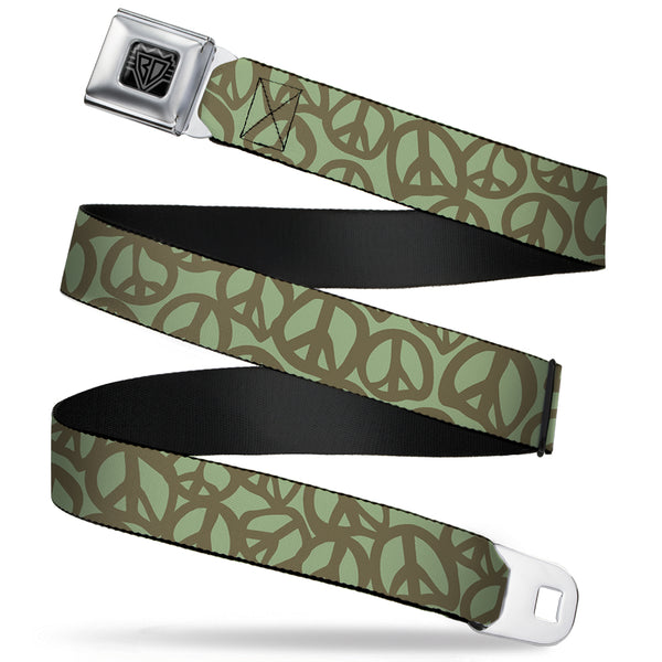 Buckle-Down BD Wings Logo CLOSE-UP Full Color Black Silver Seatbelt Belt - Peace Sage/Olive Webbing