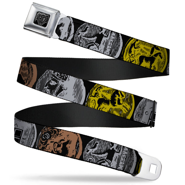Buckle-Down BD Wings Logo CLOSE-UP Full Color Black Silver Seatbelt Belt - Old World Coinage2 Black/Golden Yellow/Gray/Copper Webbing