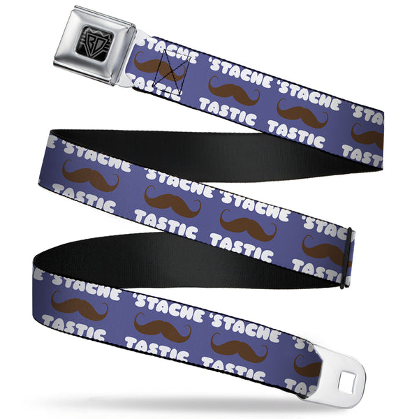 Buckle-Down BD Wings Logo CLOSE-UP Full Color Black Silver Seatbelt Belt - Mustache 'Stache-Tastic Webbing