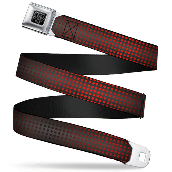 Buckle-Down BD Wings Logo CLOSE-UP Full Color Black Silver Seatbelt Belt - Micro Polka Dots Transitions Black/Red Webbing