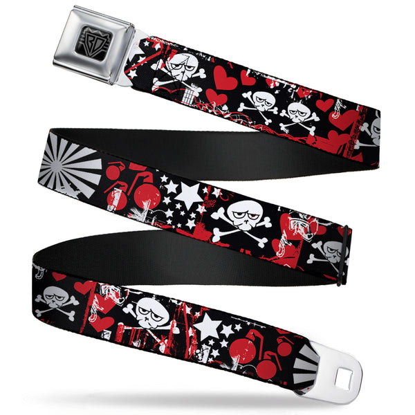Buckle-Down BD Wings Logo CLOSE-UP Full Color Black Silver Seatbelt Belt - Graffiti Women's Webbing