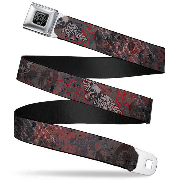 Buckle-Down BD Wings Logo CLOSE-UP Full Color Black Silver Seatbelt Belt - Gothic 6 Webbing