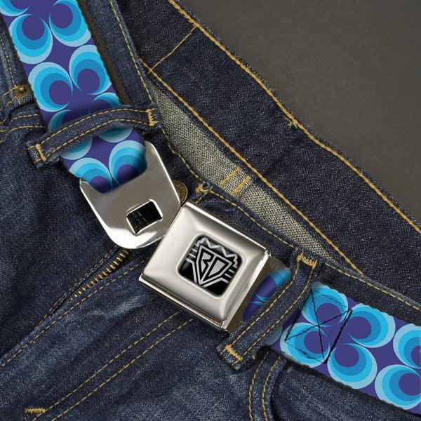 Buckle-Down BD Wings Logo CLOSE-UP Full Color Black Silver Seatbelt Belt - Four Dot Gradient Royal/Blues Webbing