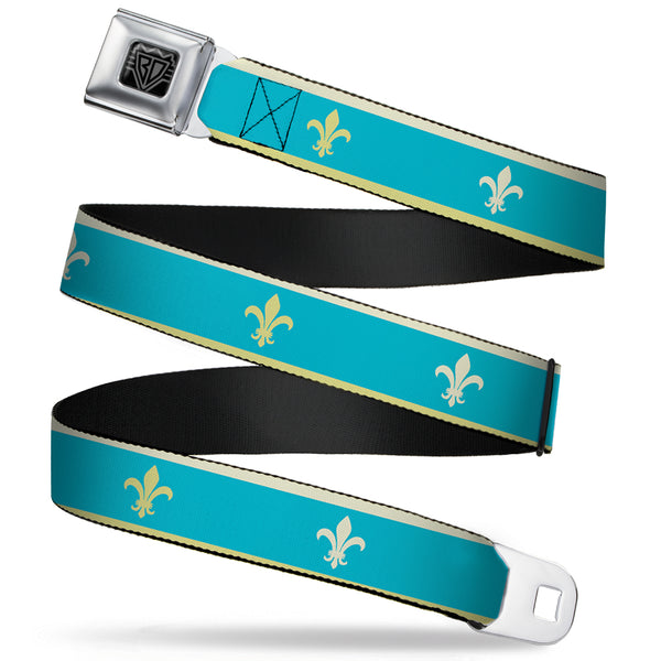 Buckle-Down BD Wings Logo CLOSE-UP Full Color Black Silver Seatbelt Belt - Fleur-de-Lis2 Baby Blue/Tan/Lime Green Webbing