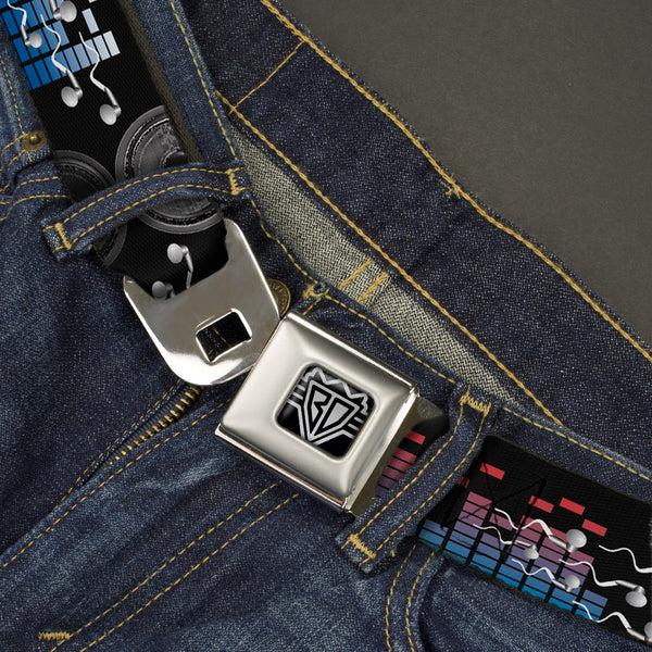 Buckle-Down BD Wings Logo CLOSE-UP Full Color Black Silver Seatbelt Belt - Equalizer Webbing