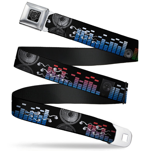 Buckle-Down BD Wings Logo CLOSE-UP Full Color Black Silver Seatbelt Belt - Equalizer Webbing
