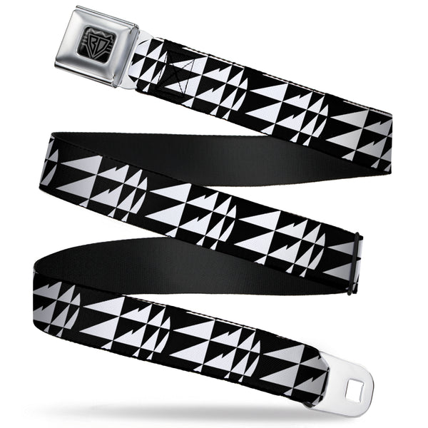Buckle-Down BD Wings Logo CLOSE-UP Full Color Black Silver Seatbelt Belt - Eighties 8 Black/White Webbing