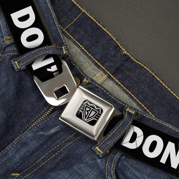 Buckle-Down BD Wings Logo CLOSE-UP Full Color Black Silver Seatbelt Belt - DON'T BRO ME IF YOU DON'T KNOW ME Black/White/Red Webbing