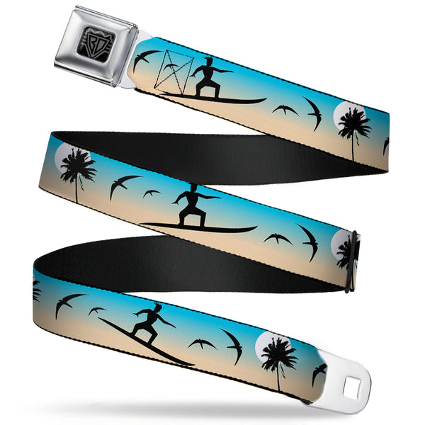 Buckle-Down BD Wings Logo CLOSE-UP Full Color Black Silver Seatbelt Belt - Beach Surfer Webbing