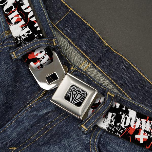 Buckle-Down BD Wings Logo CLOSE-UP Full Color Black Silver Seatbelt Belt - BD Punk Webbing