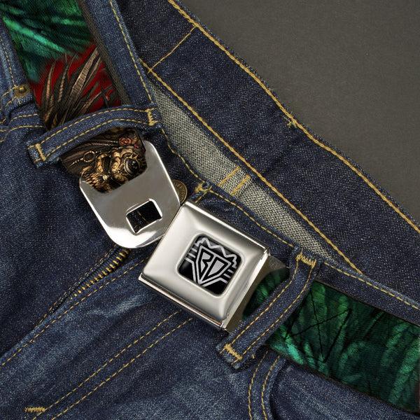 Buckle-Down BD Wings Logo CLOSE-UP Full Color Black Silver Seatbelt Belt - TJ-Zombie King Webbing