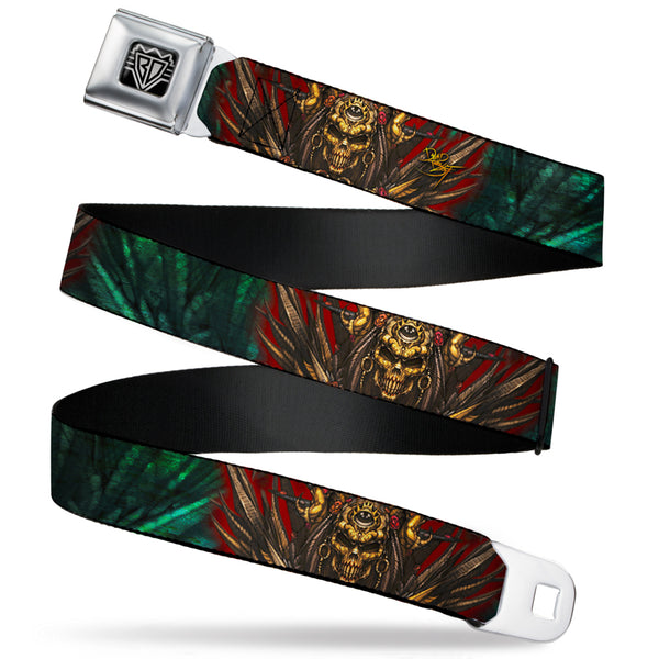 Buckle-Down BD Wings Logo CLOSE-UP Full Color Black Silver Seatbelt Belt - TJ-Zombie King Webbing