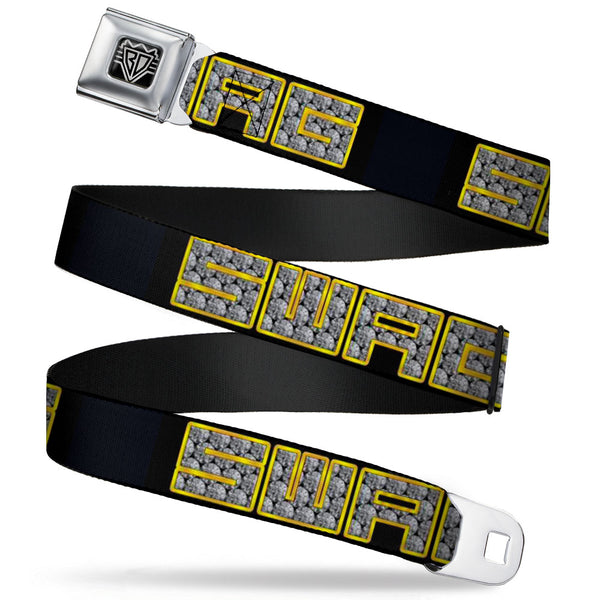 Buckle-Down BD Wings Logo CLOSE-UP Full Color Black Silver Seatbelt Belt - SWAG Black/Bling Webbing