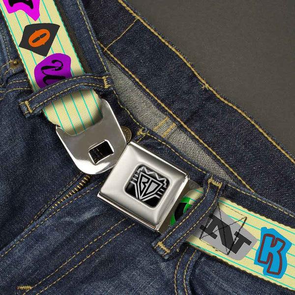 Buckle-Down BD Wings Logo CLOSE-UP Full Color Black Silver Seatbelt Belt - Punk You Legal Pad/Full Color Webbing