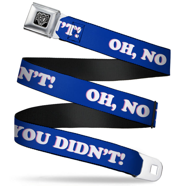 Buckle-Down BD Wings Logo CLOSE-UP Full Color Black Silver Seatbelt Belt - OH NO YOU DIDN'T Navy/Purple/White Webbing