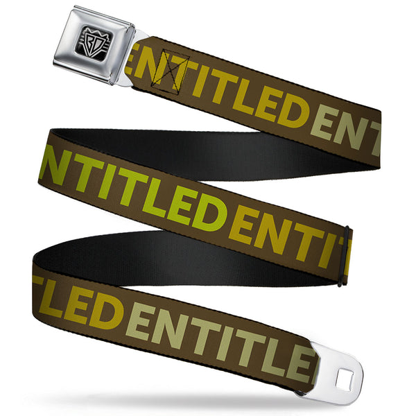 Buckle-Down BD Wings Logo CLOSE-UP Full Color Black Silver Seatbelt Belt - ENTITLED Tonal Greens Webbing