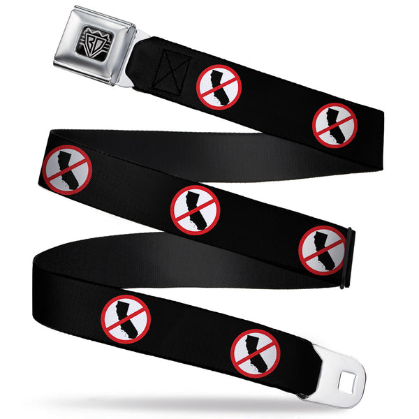 Buckle-Down BD Wings Logo CLOSE-UP Full Color Black Silver Seatbelt Belt - Anti-California Logo Black/Red/White Webbing