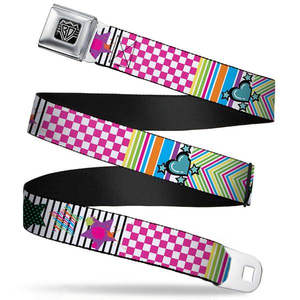 Buckle-Down BD Wings Logo CLOSE-UP Full Color Black Silver Seatbelt Belt - Icons & Patterns 2 Webbing