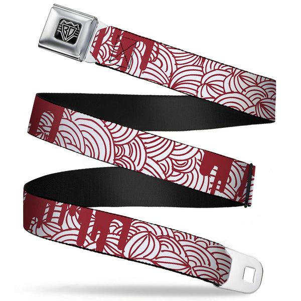 Buckle-Down BD Wings Logo CLOSE-UP Full Color Black Silver Seatbelt Belt - Doodle1/Paint Drips White/Red Webbing