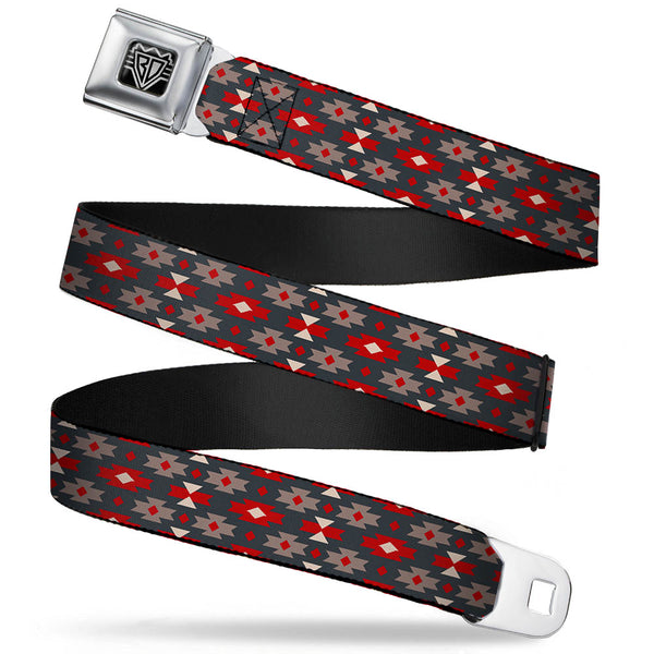 Buckle-Down BD Wings Logo CLOSE-UP Full Color Black Silver Seatbelt Belt - Mini Navajo Black/Gray/Red/White Webbing