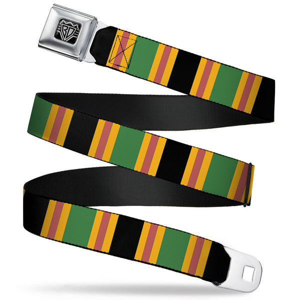 Buckle-Down BD Wings Logo CLOSE-UP Full Color Black Silver Seatbelt Belt - Lines Black/Gold/Pink/Green Webbing