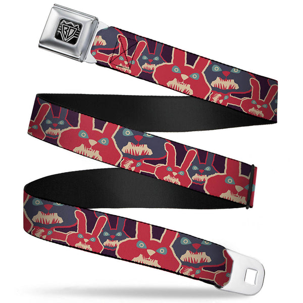 Buckle-Down BD Wings Logo CLOSE-UP Full Color Black Silver Seatbelt Belt - Kaleidoscope Balls White/Black Webbing