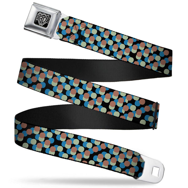 Buckle-Down BD Wings Logo CLOSE-UP Full Color Black Silver Seatbelt Belt - Polka Dots Stacked Black/Blue/Sage/Brown Webbing