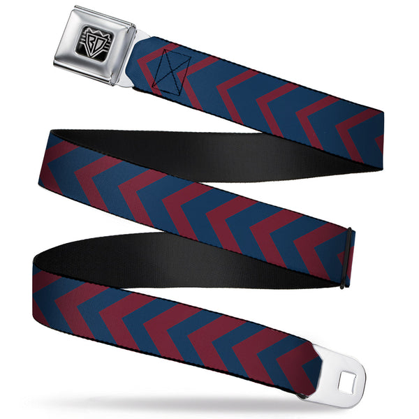 Buckle-Down BD Wings Logo CLOSE-UP Full Color Black Silver Seatbelt Belt - Chevron2 Red/Navy Webbing