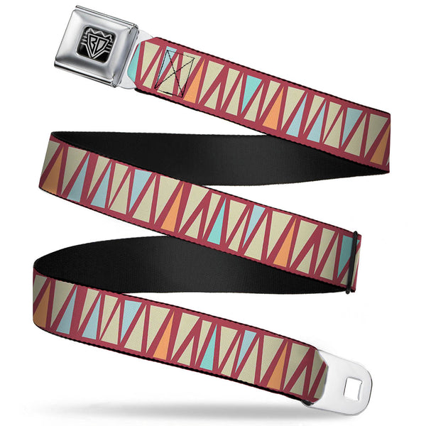 Buckle-Down BD Wings Logo CLOSE-UP Full Color Black Silver Seatbelt Belt - Zig Zag Doodle Red/Tan/Blues/Orange Webbing