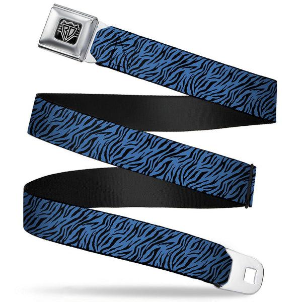 Buckle-Down BD Wings Logo CLOSE-UP Full Color Black Silver Seatbelt Belt - Zebra 2 Turquoise Webbing