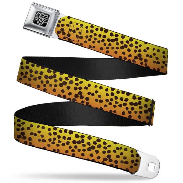 Buckle-Down BD Wings Logo CLOSE-UP Full Color Black Silver Seatbelt Belt - Cheetah Webbing