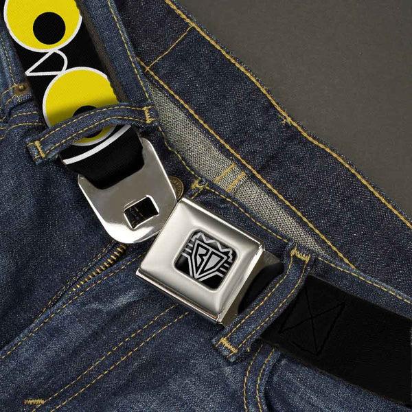 Buckle-Down BD Wings Logo CLOSE-UP Full Color Black Silver Seatbelt Belt - Owl Eyes 3 Webbing