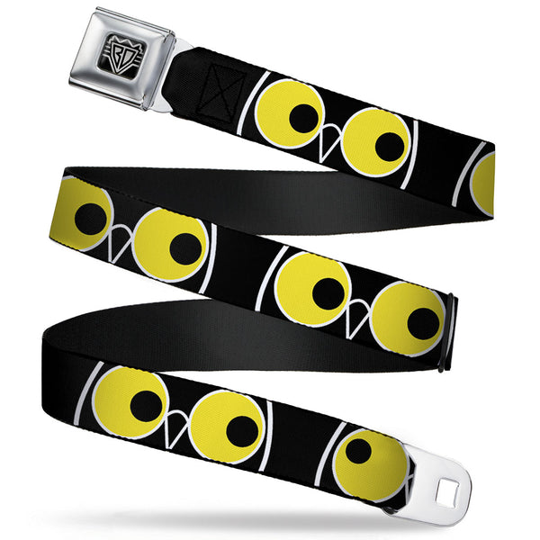Buckle-Down BD Wings Logo CLOSE-UP Full Color Black Silver Seatbelt Belt - Owl Eyes 3 Webbing