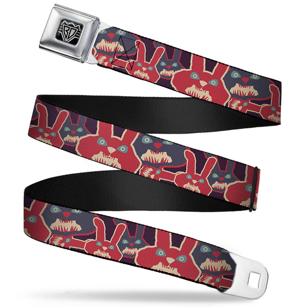Buckle-Down BD Wings Logo CLOSE-UP Full Color Black Silver Seatbelt Belt - Angry Bunnies Purple/Red/Blue Webbing